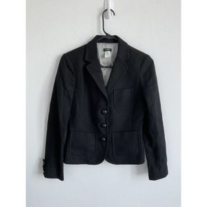 J. Crew Women's Blazer Robert Noble Scotland Scottish 100% Wool Black Size 2